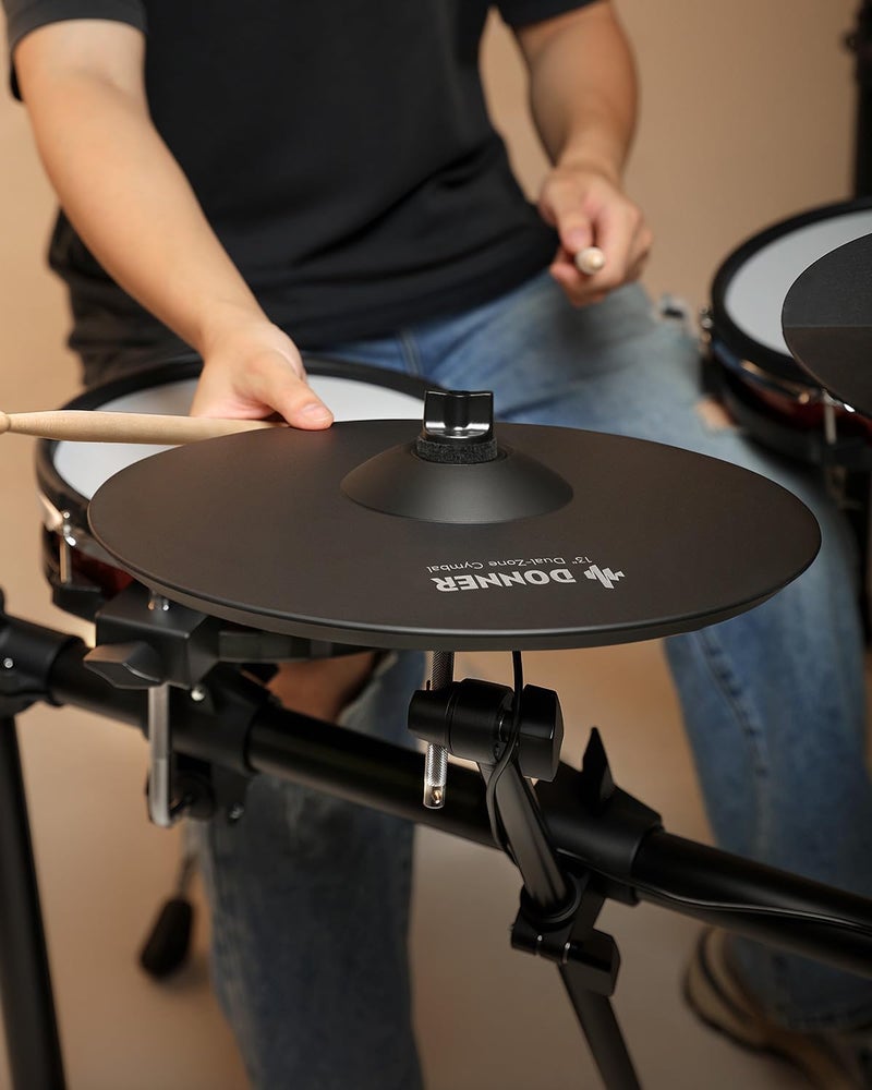 Donner Mute Cymbal for Electronic Drum Set, 13-inch Dual Zone Crash for Electric Drum Kit, 2 Zone E Cymbal for Digital Drum (CYB-13D) - Image 4